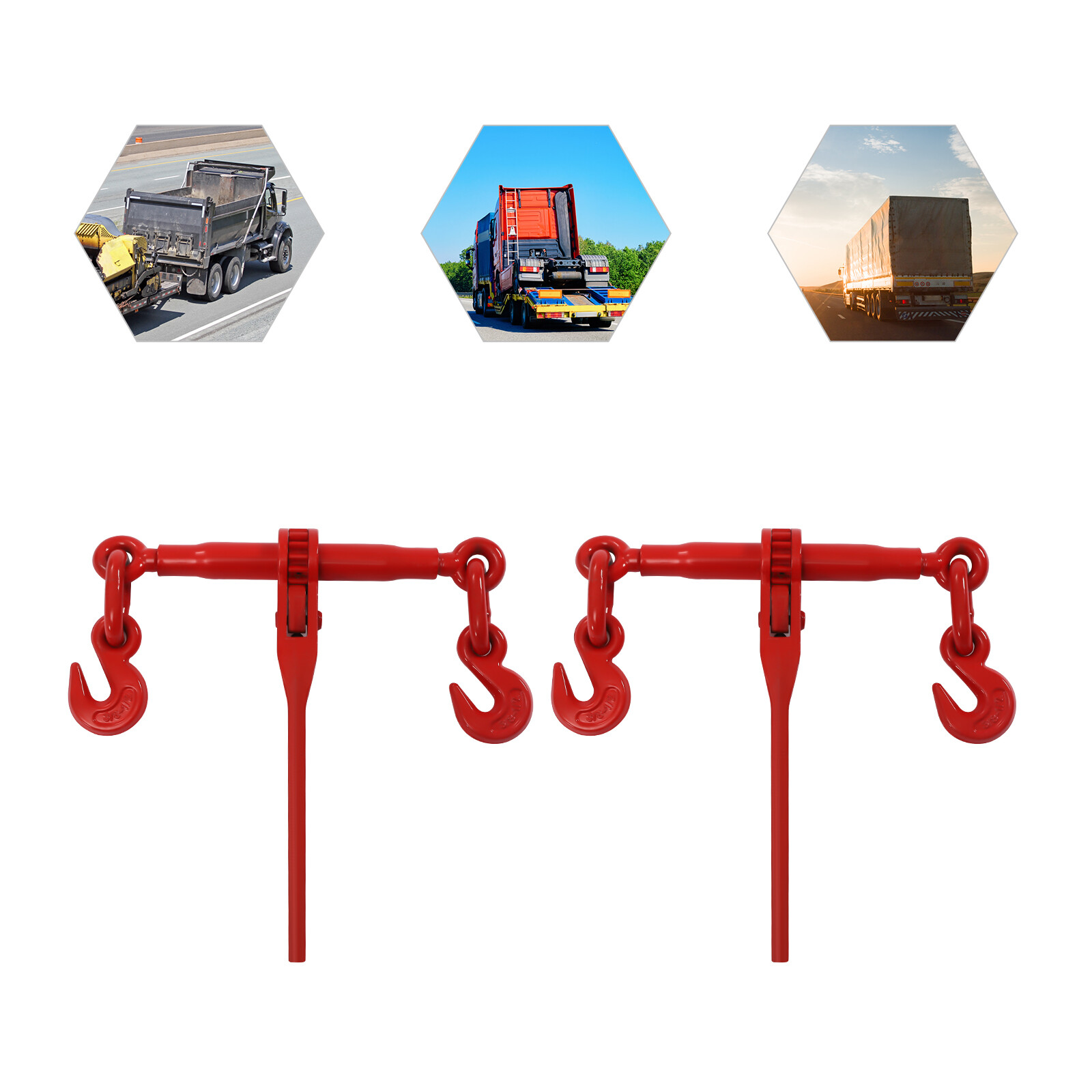 2pcs 3/8-1/2inch Ratchet Chain Binder Load Binders 9,200 Lbs Adjustable Hook