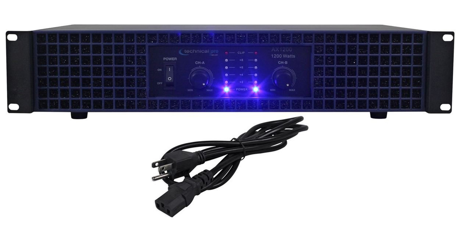New AX1200 1200 Watt 2-Channel Amplifier 2U Rack DJ Power Amp
