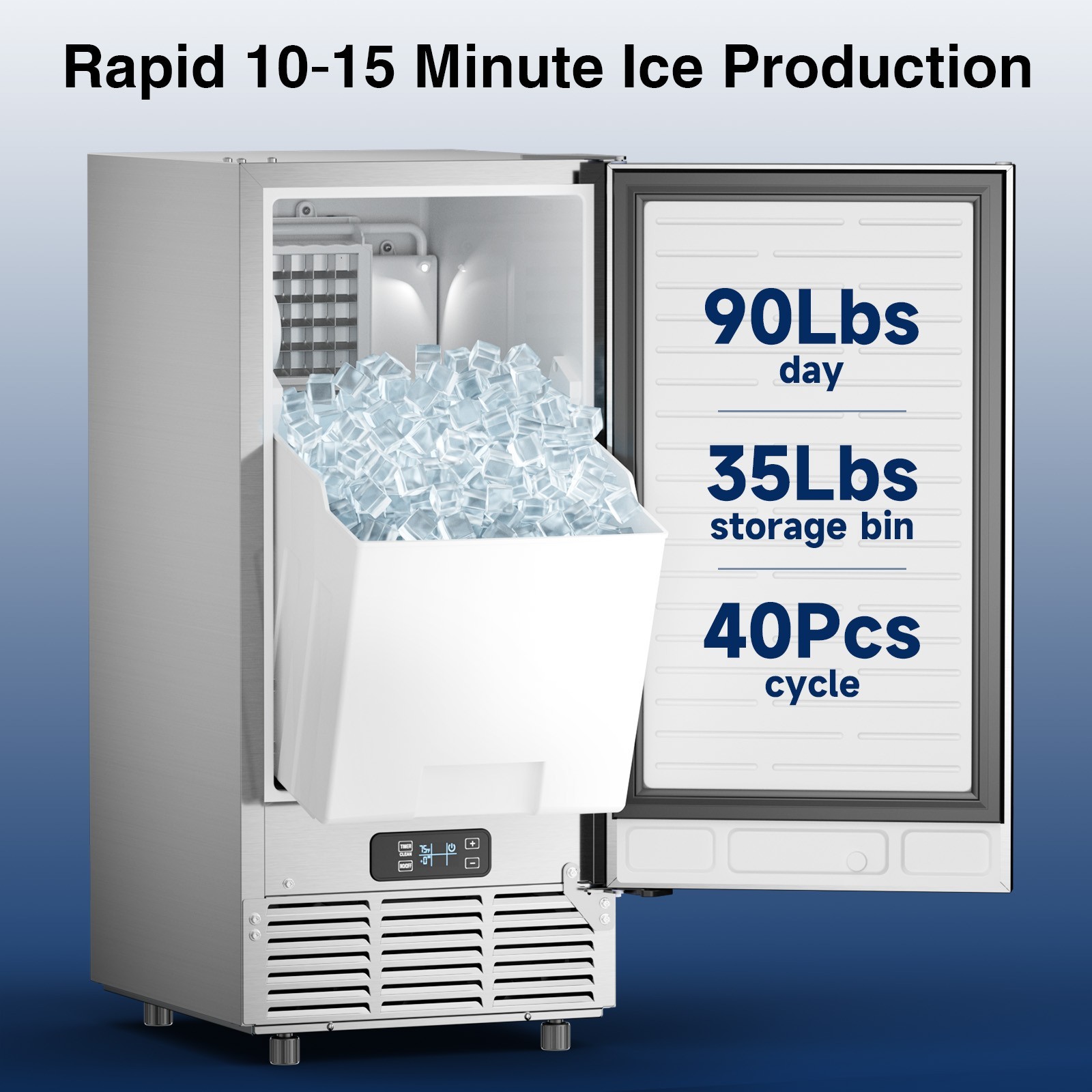 Commercial Ice Maker Stainless Steel Undercounter Freestanding Ice Cube Machine