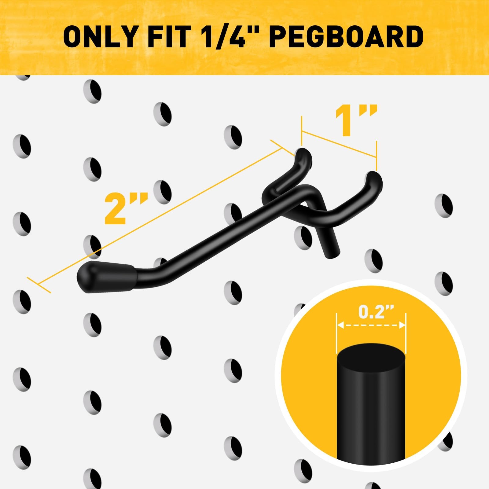 60-Piece 2 Inch Extra Thick Pegboard Hooks Heavy Duty Peg Board Organizer Acc...