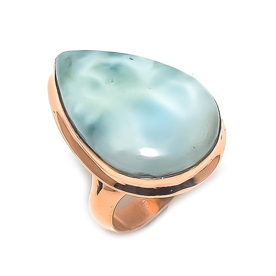 Republic Larimar Gemstone Copper Jewelry Ring Size 9 Gift for Her Z224