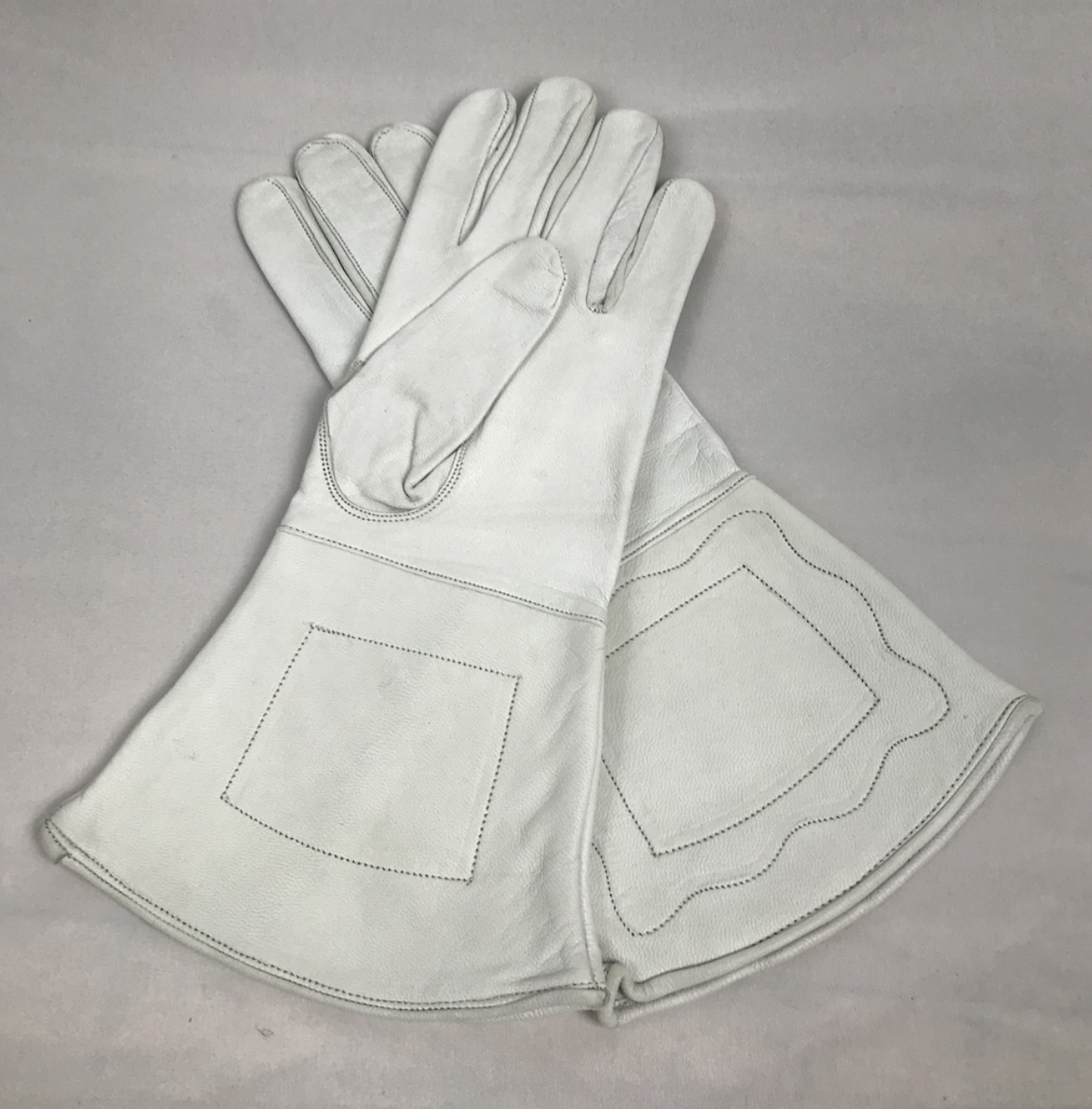 White Leather Gauntlets - Civil War Reenactment US or CS - Size Small
