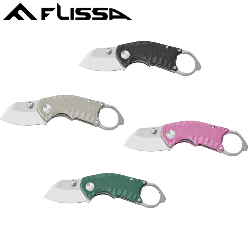FLISSA 4" Folding Pocket Knife EDC Knife StainlessSteel G10 Handle Bottle Opener