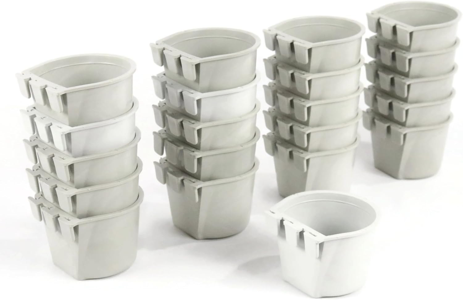 | 20-Pack - Gray Cage Cups for Feed & Water for Poultry, Ducks, Birds, Hamsters
