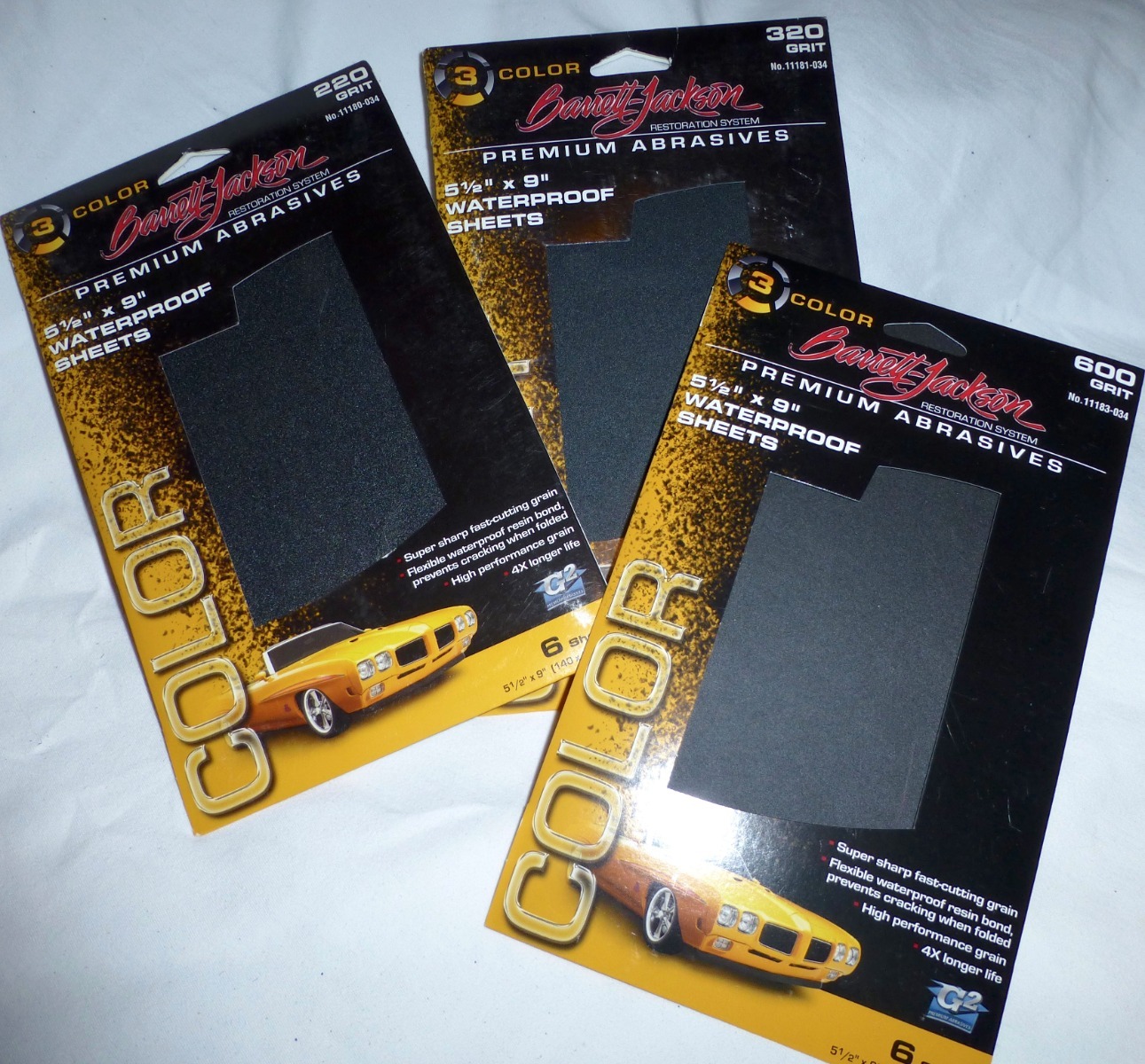 18 WATERPROOF SANDPAPER SHEETS 6 of 220 320 & 600 Grit BARRETT JACKSON Auto Rest