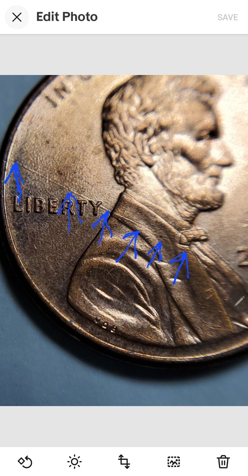 2007p & 1996p strike through wire or string error Lincoln Memorial Cent #44