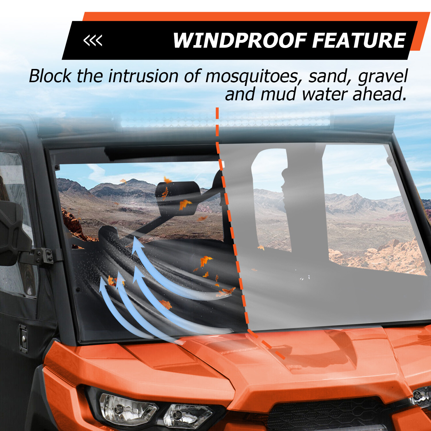 KOJEM Clear Full Front Full Windshield For Can am DEFENDER (2016+) HD5 HD8 HD10