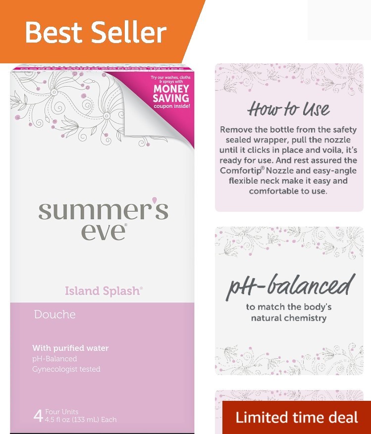 Summer’s Eve Island Splash Vaginal Douche, 4.5oz - Hypoallergenic & pH-Balanced
