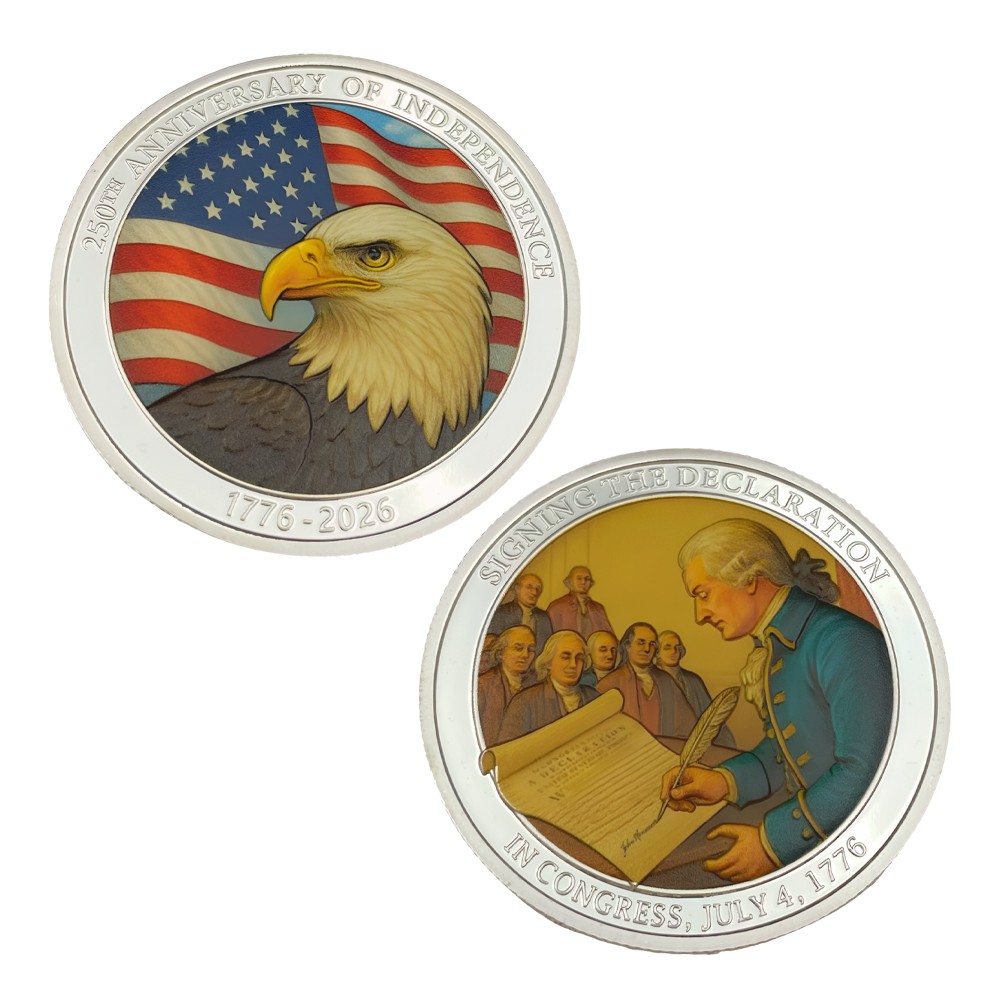 US 1776-2026 250th Anniversary Independence Silver Coin Bald Eagle Souvenir Coin