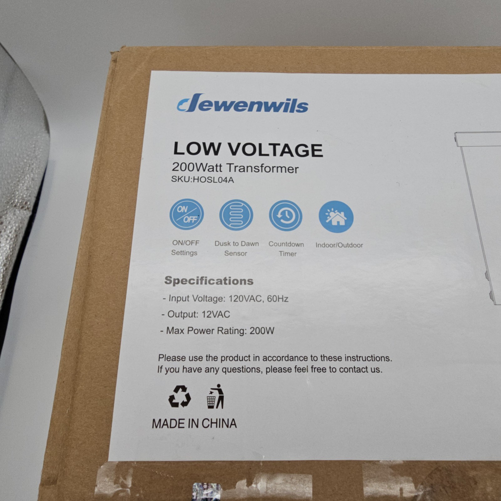 DEWENWILS 200W Low Voltage Landscape Transformer with Timer Dusk/Dawn Sensor