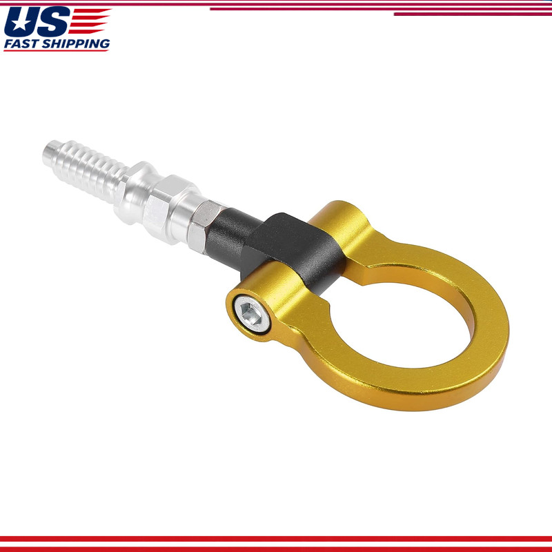 Gold Tone Aluminum Alloy Front Bumper Trailer Ring Eye Towing Tow Hook Screw BMW