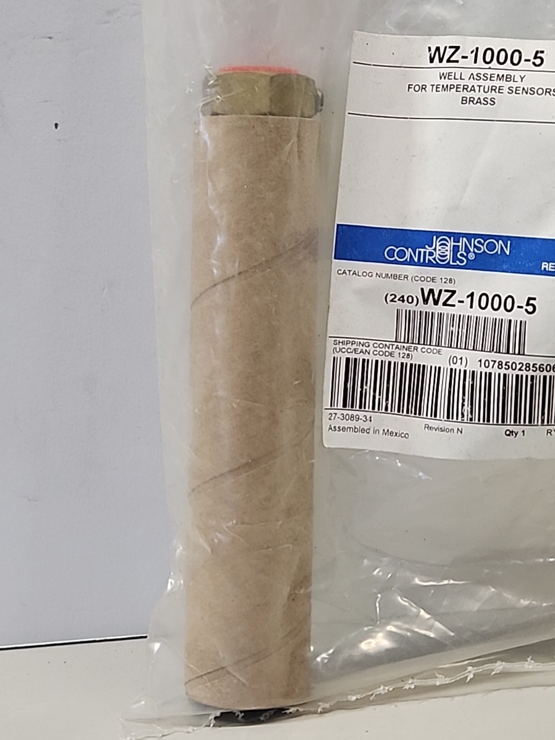 Johnson Controls WZ-1000-5 Temperature Sensor Brass Well Assembly