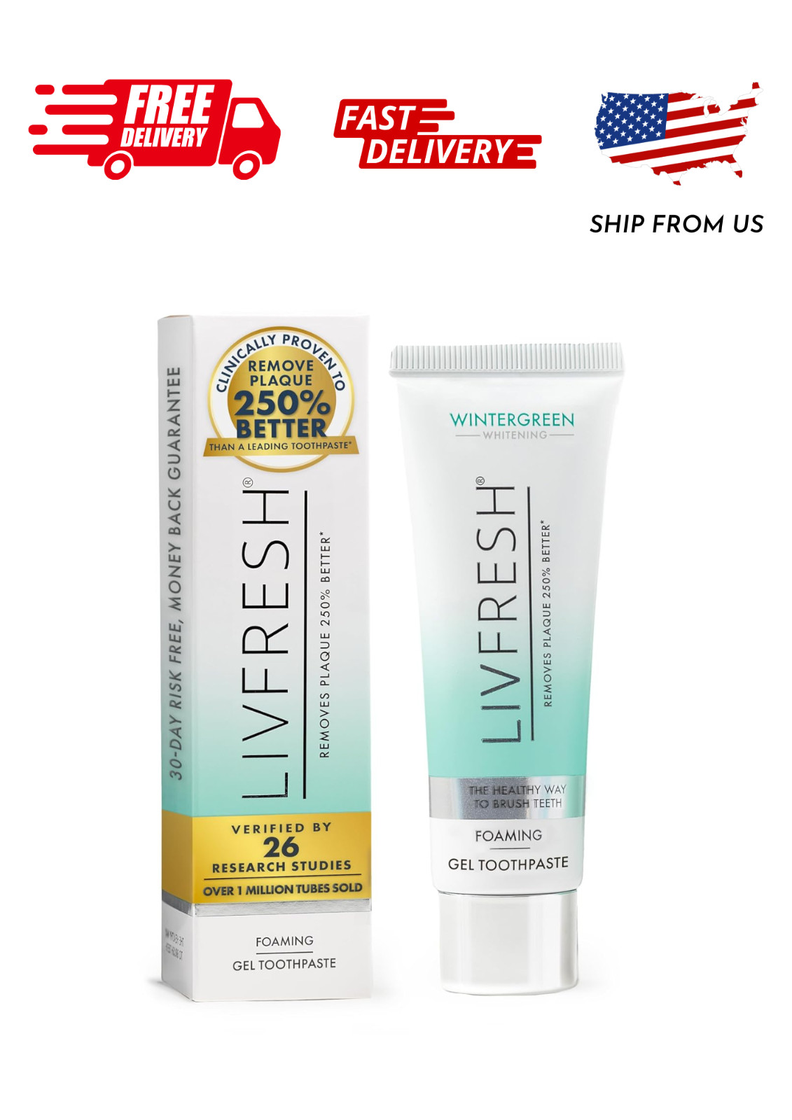 LIVFRESH Dental Gel by Livionex - Clinically Proven to Remove Plaque 250% Better