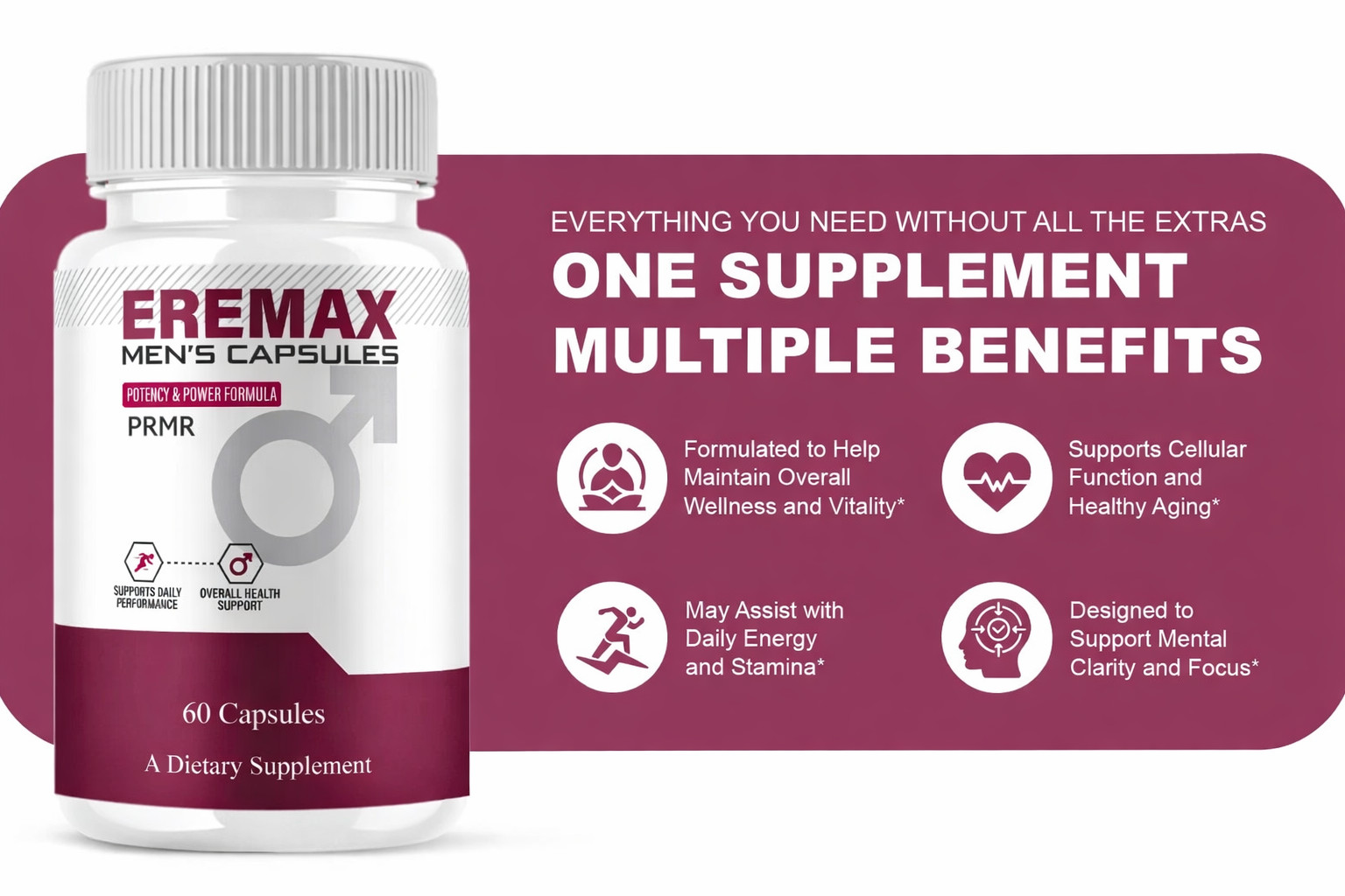 (3 pack) Eremax Capsules, Eremax Premium Performance Supplement - (180 Capsules)