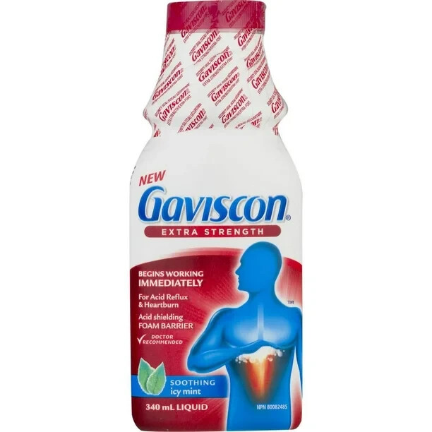GAVISCON Extra Strength Antacid Liquid Soothing Icy Mint 340ml Long Exp.