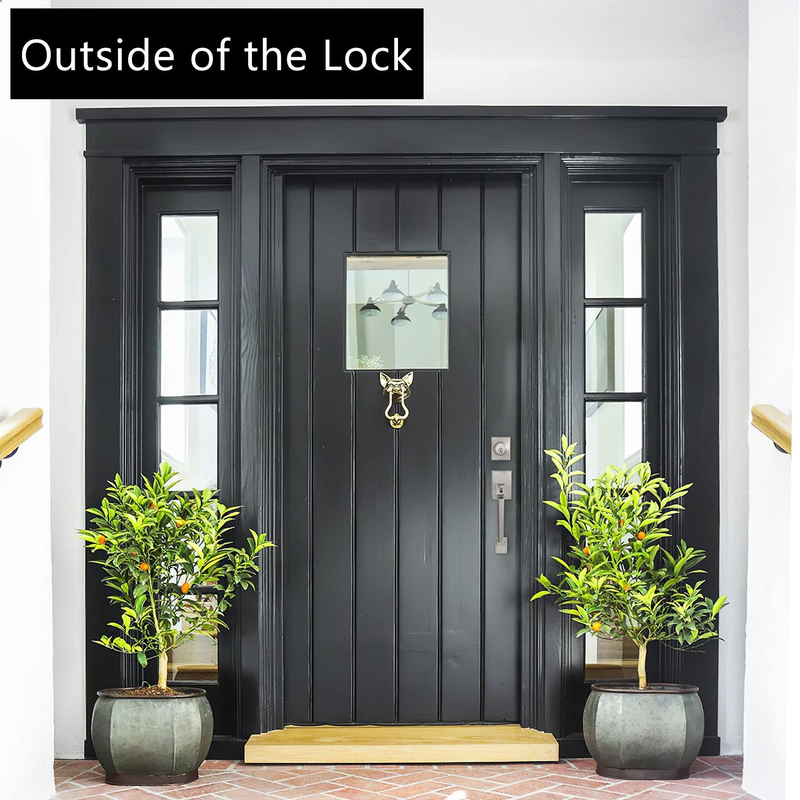KIAYACI Front Door Lock Set Silver Door Handle Front Door Handle Sets with De...