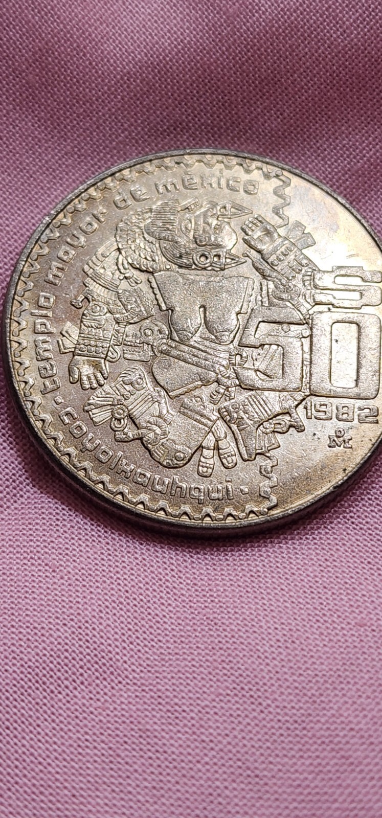 1982 -Templo Mayor - Coyolxauhqui - MEXICO $50 Pesos AZTEC Moon Goddess ~ Coin 4