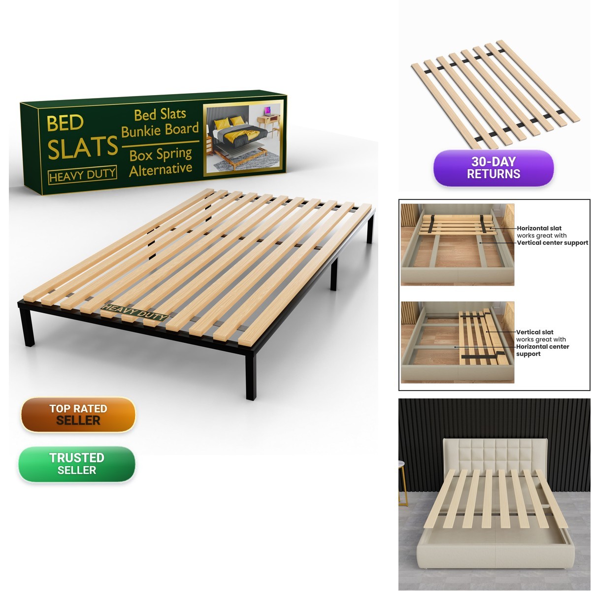 Treaton 0.68-Inch Bunkie Board Bed Slats Full Beige