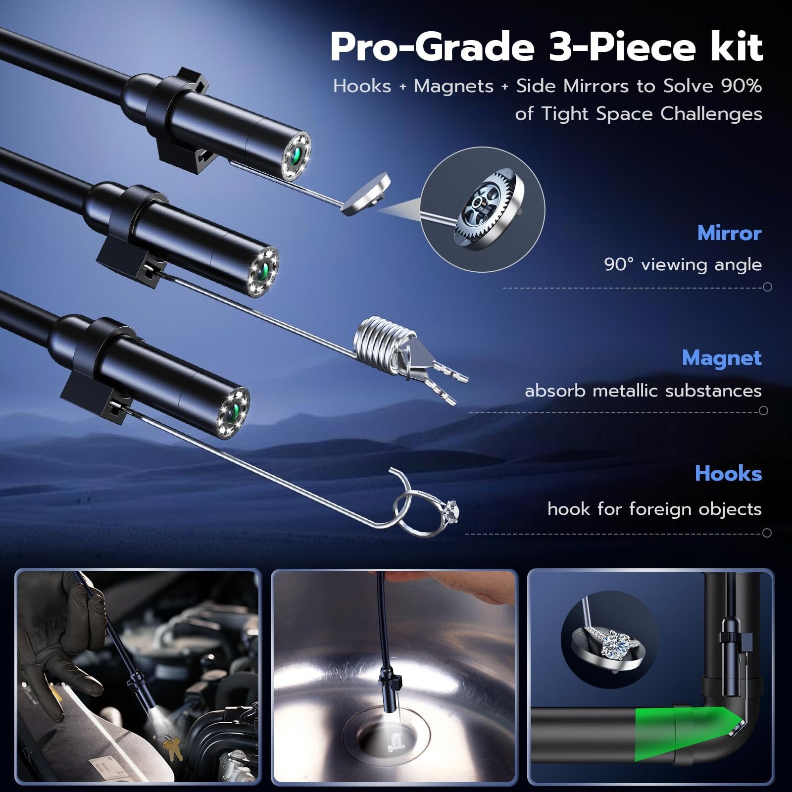 Endoscope Camera with Light, 2.8" IPS 1080P HD Handheld Borescope, 8 Adjustab...
