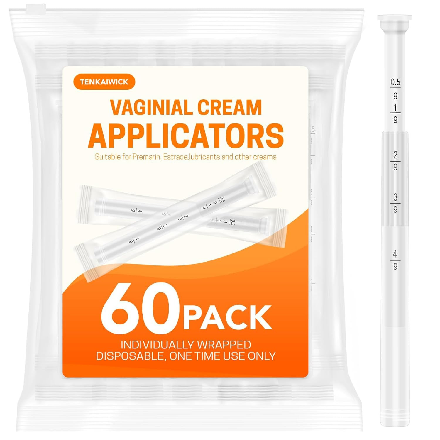 60 PACK Disposable Vaginal Suppository Applicator for Women Fits Most Lubric...