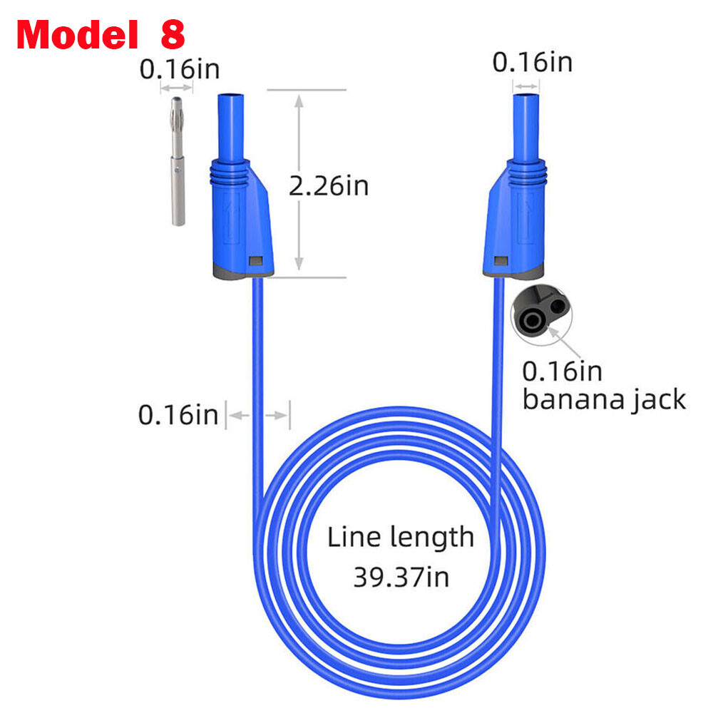 3.3FT 4mm Stackable Banana Plug Test Lead Kit & Alligator Clip & Back Probe NEW