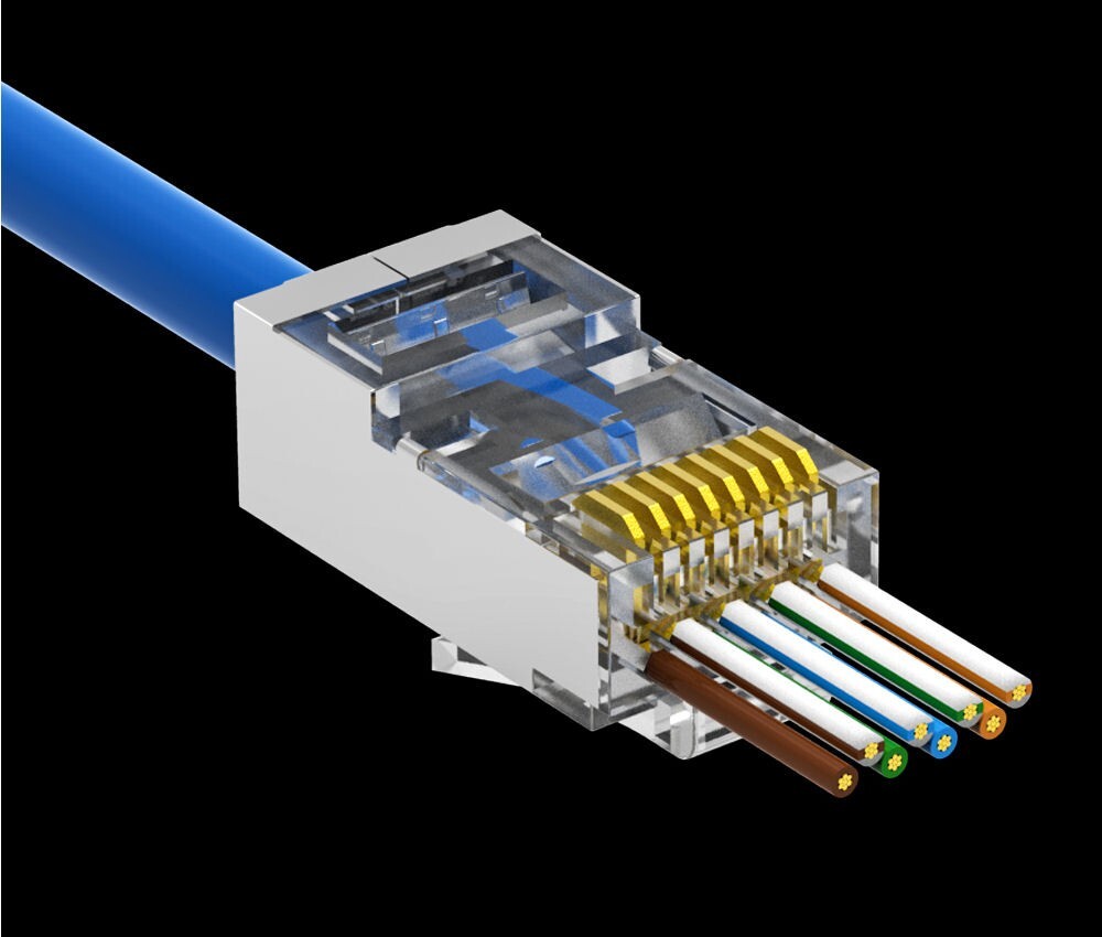 50 Pcs CAT6 Shielded RJ45 STP Network Ethernet Feed Through Plug Cable Connector