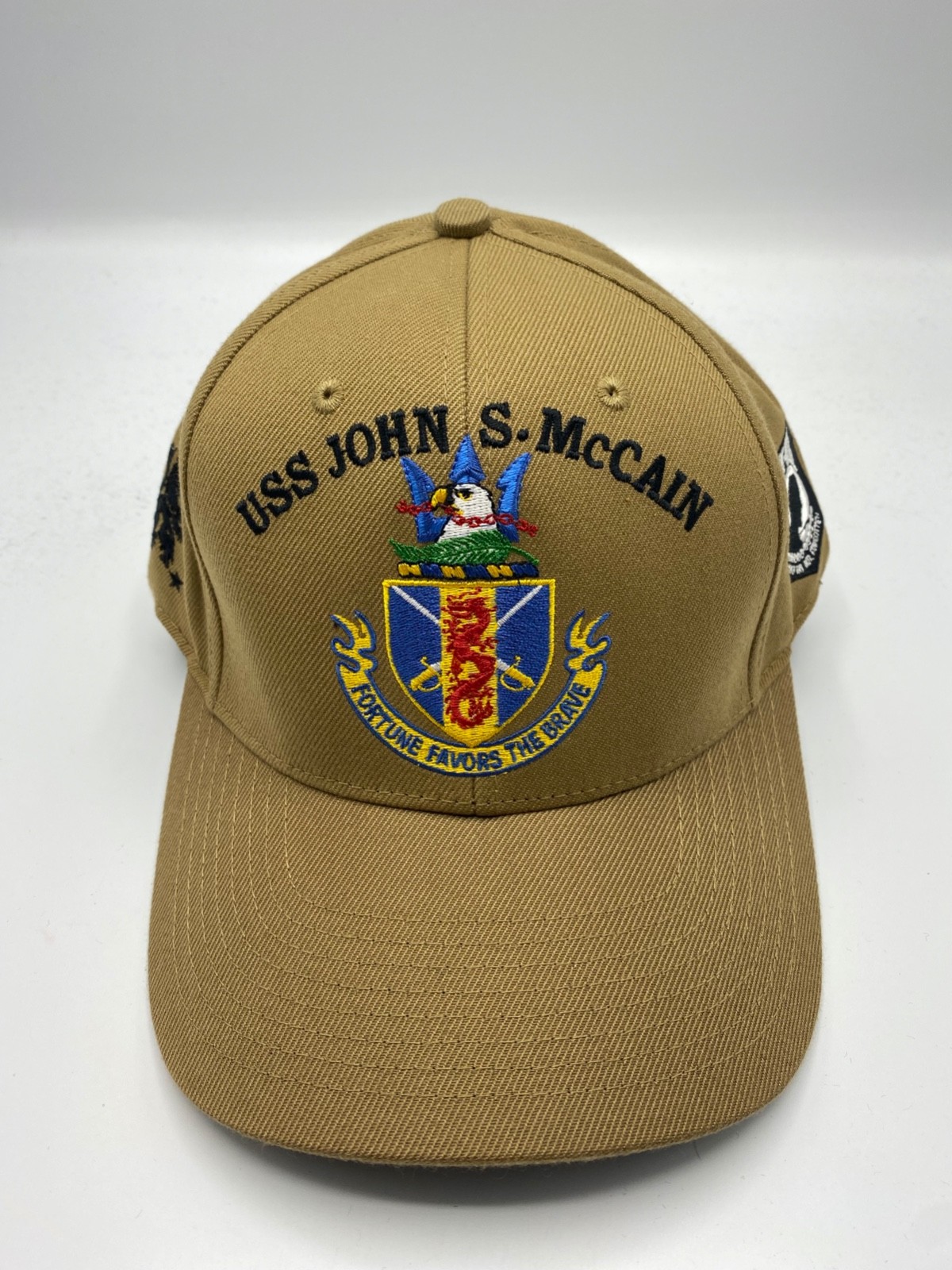 The Corps USS John S. McCain DDG 56 Logo Beige Baseball Cap Hat One Size