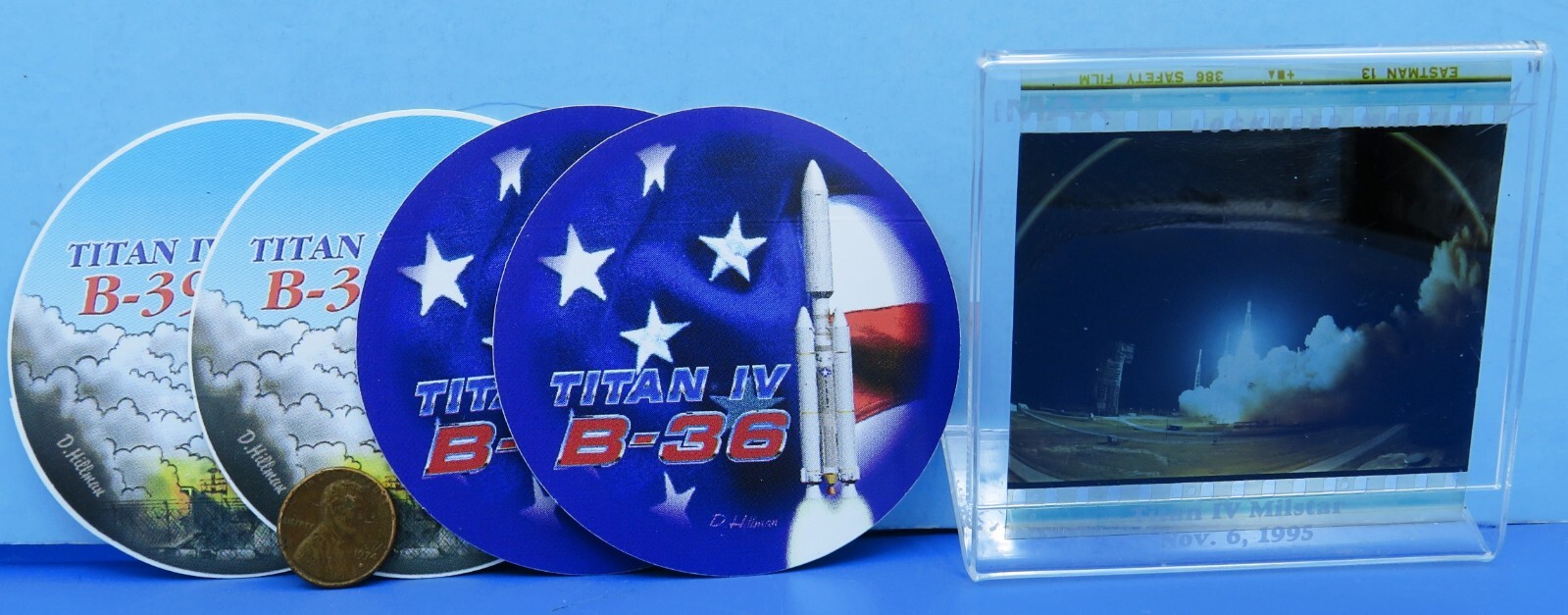 Lot of 5 vtg TITAN IV Milstar ROCKET B-36 B-39 Sticker x 4 DISPLAY Picture USAF