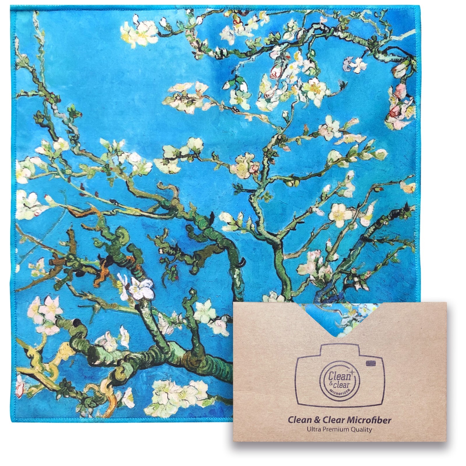 LARGE[4 Pack](Gogh "Almond Blossoms") - ULTRA PREMIUM QUALITY Microfiber Cloths