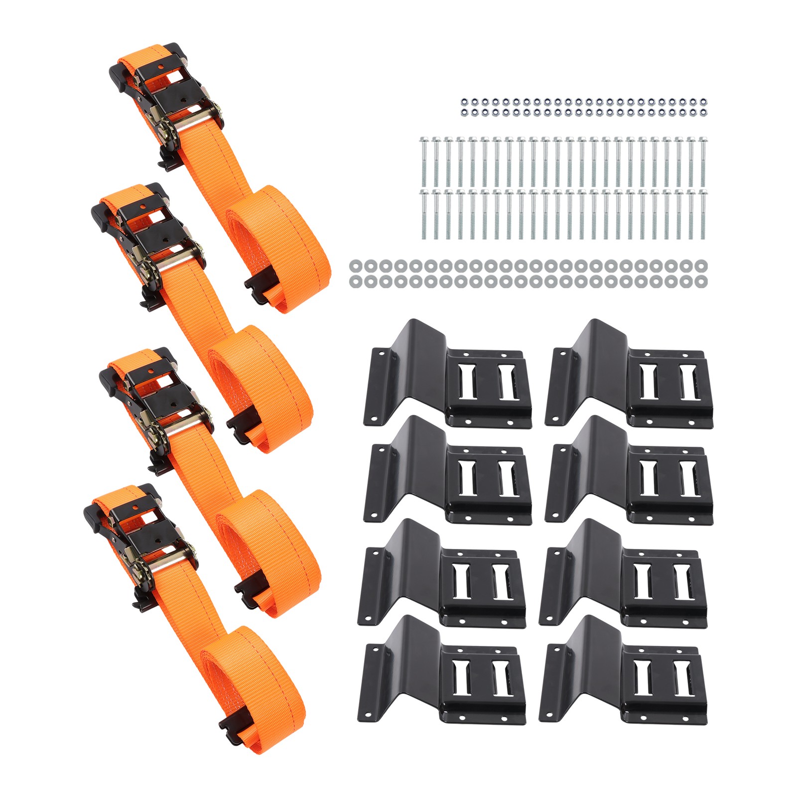 LABLT E Track Wheel Chock System 9' Orange Ratchet Tie Down Straps For Trucks