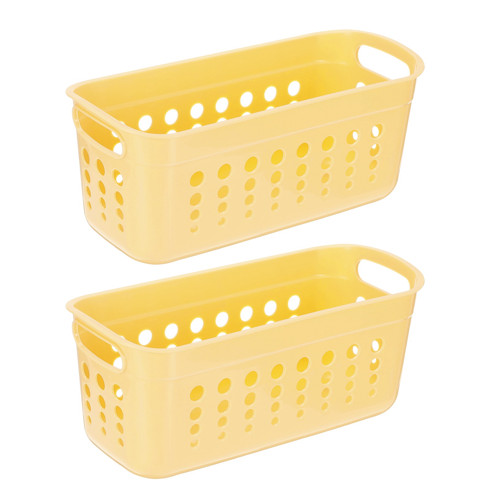 2Pack 11.42x5.24x4.92" Pantry Plastic Storage Baskets Yellow