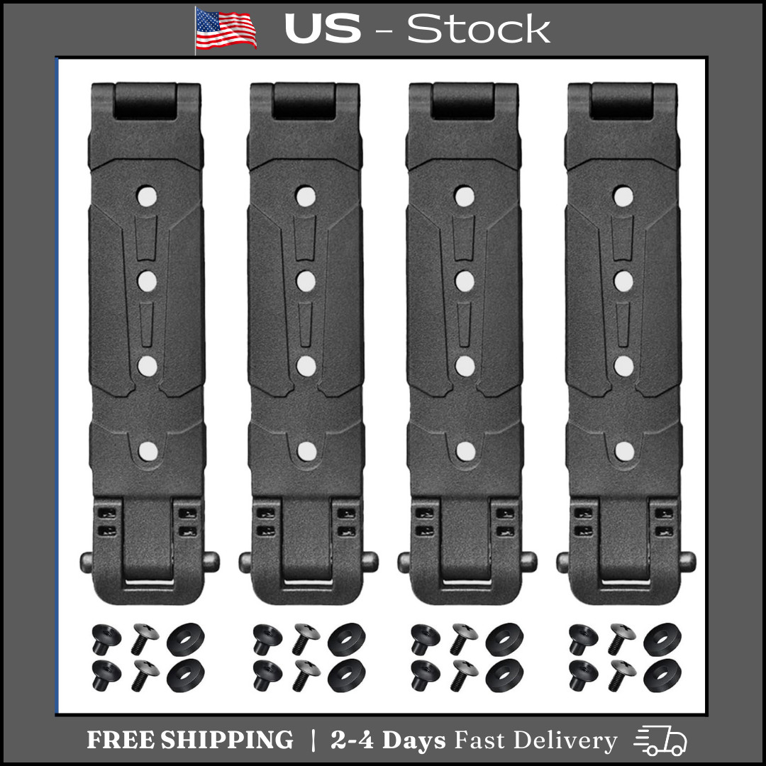 3" Molle Clips 4-Pack, Molle Attachment Clips with Mounting Hardware for Vests,