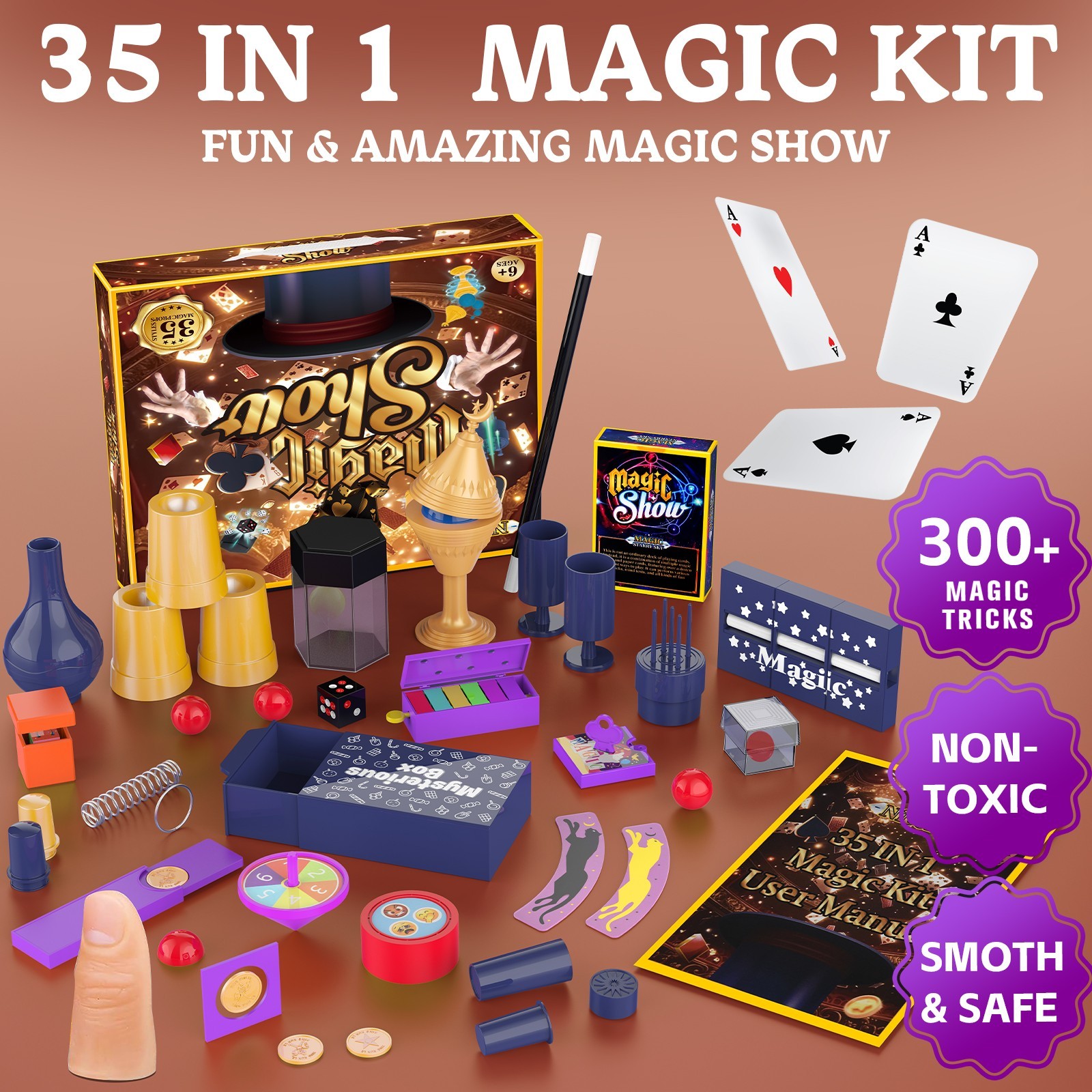 Magic Kit for Kids -300+ Magic ,Magic Set Magician Toy with Video Instructions