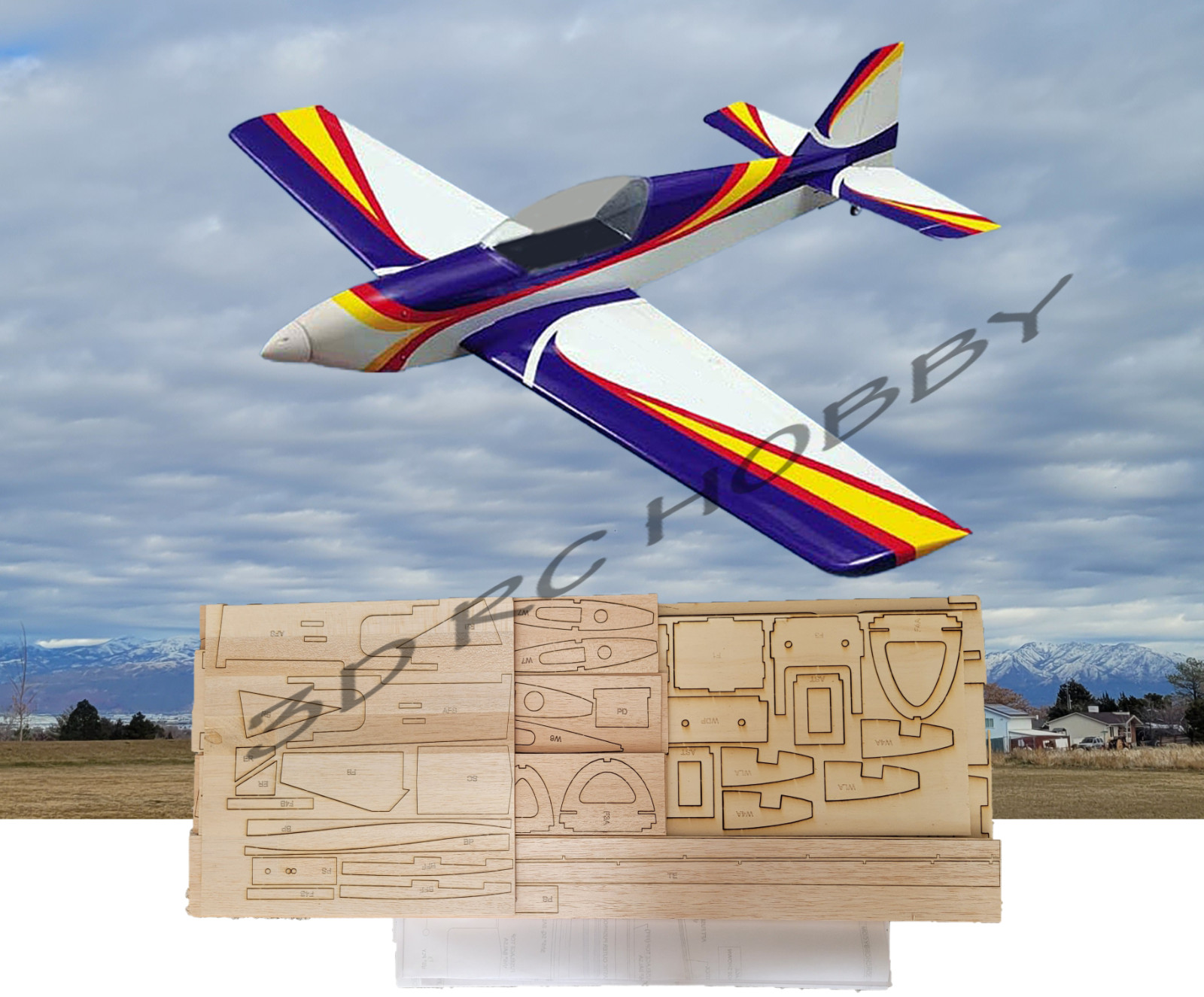 Ultra Sport Plus 59" WS R/C Airplane Short Kit W/ Plans Laser Cut Balsa & Ply