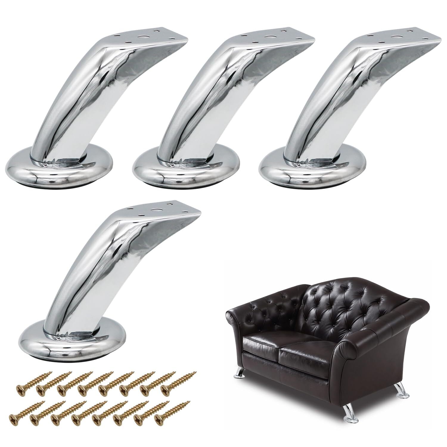 Furniture Legs Metal Cabinet Legs Sofa Legs 4.72 inch for Furniture Modern Me...