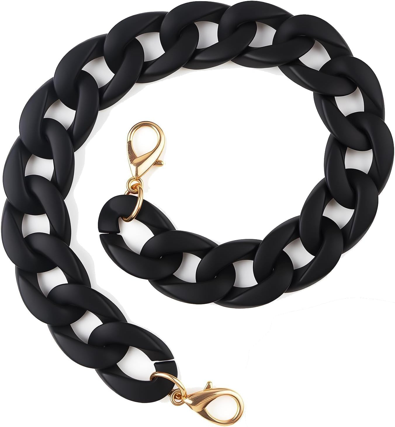 14.5 Inch Acrylic Purse Chain Strap , Short Bag Chain Handle | Matte Black Bag C