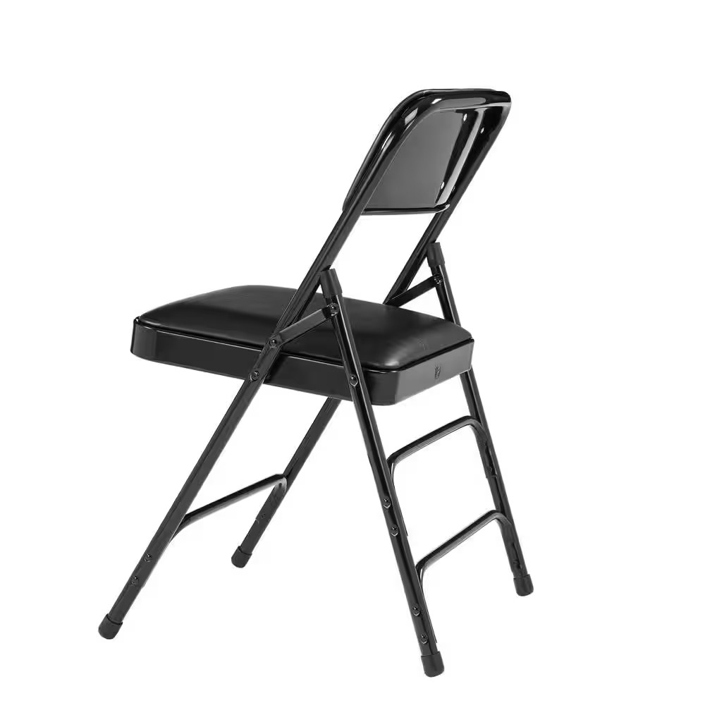 1300 Series Black Premium Vinyl Upholstered Triple Brace Double Hinge Folding...