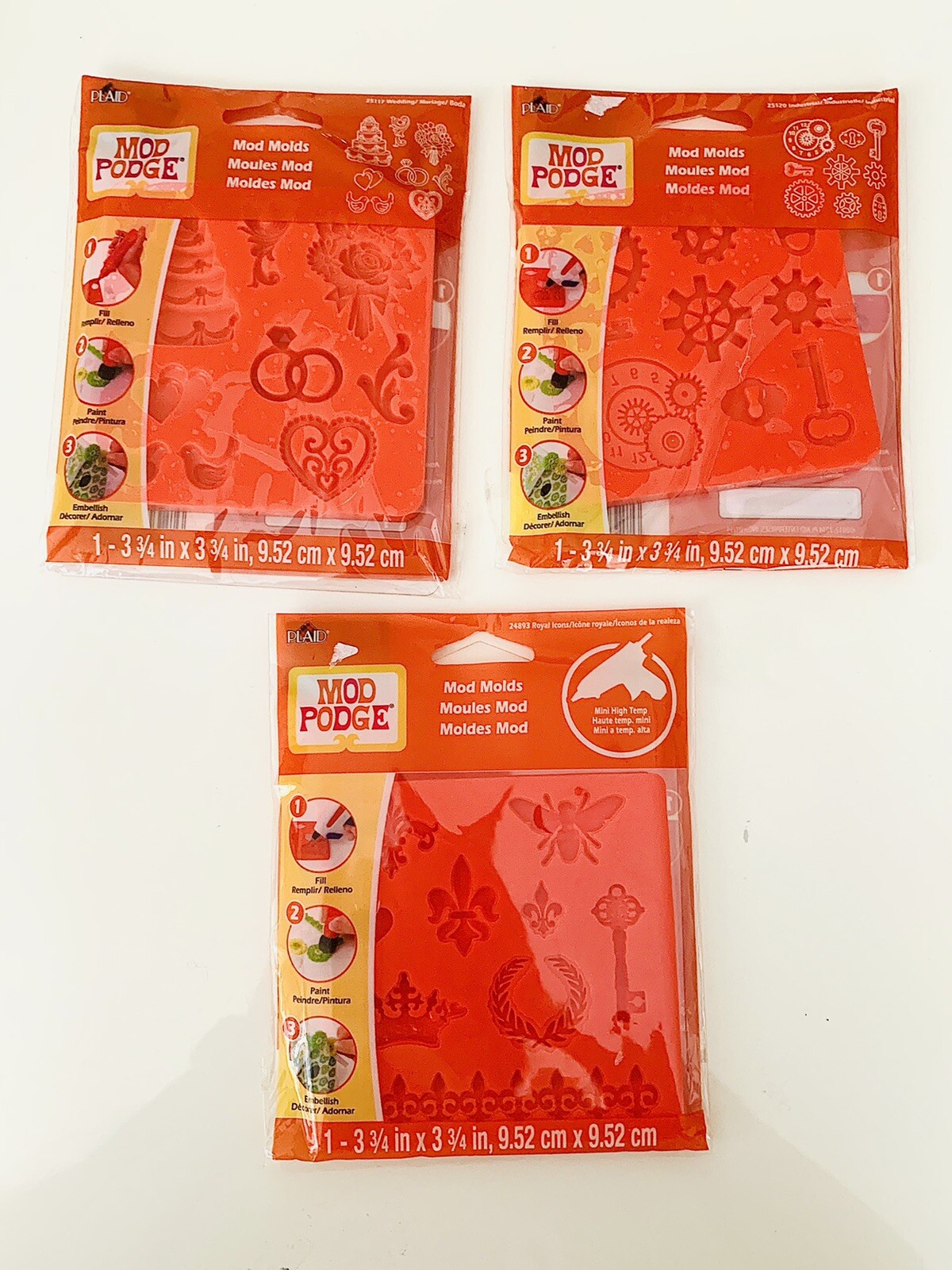 NEW MOD PODGE Silicone Mod Podge Molds Industrial Mold Wedding Mold SET OF 3!