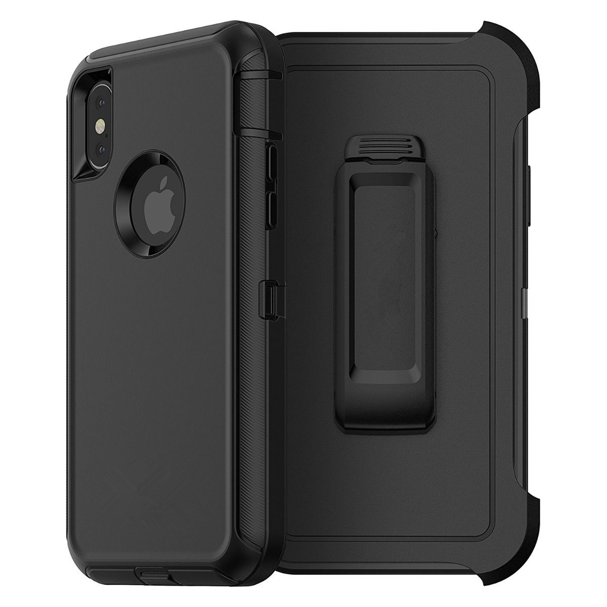For Apple iPhone XS Defender Case Cover (Belt Holster Clip Fits Otterbox) Black