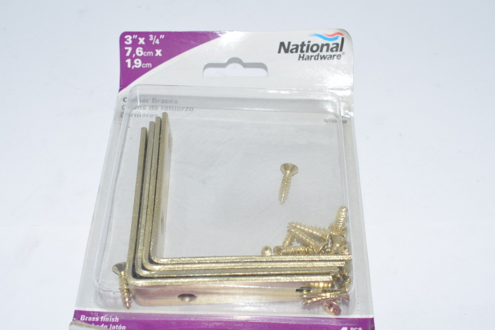 NEW National Hardware V115 Series N190-850 Corner Brace, 0.11 in, Steel, Brass