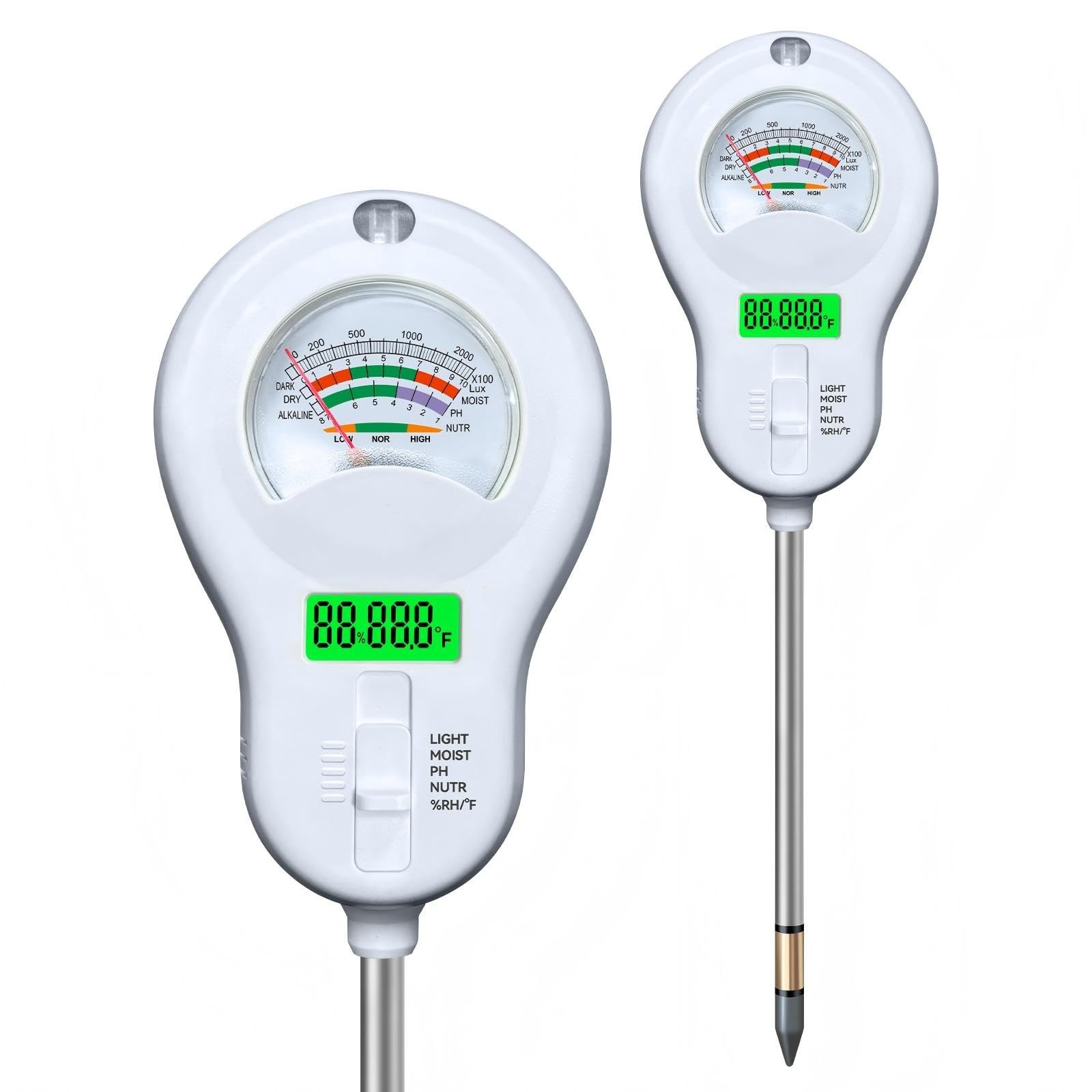 Soil Tester 6-in-1 Soil Moisture Meter Sunlight/Moisture/Fertility/PH/Environ...