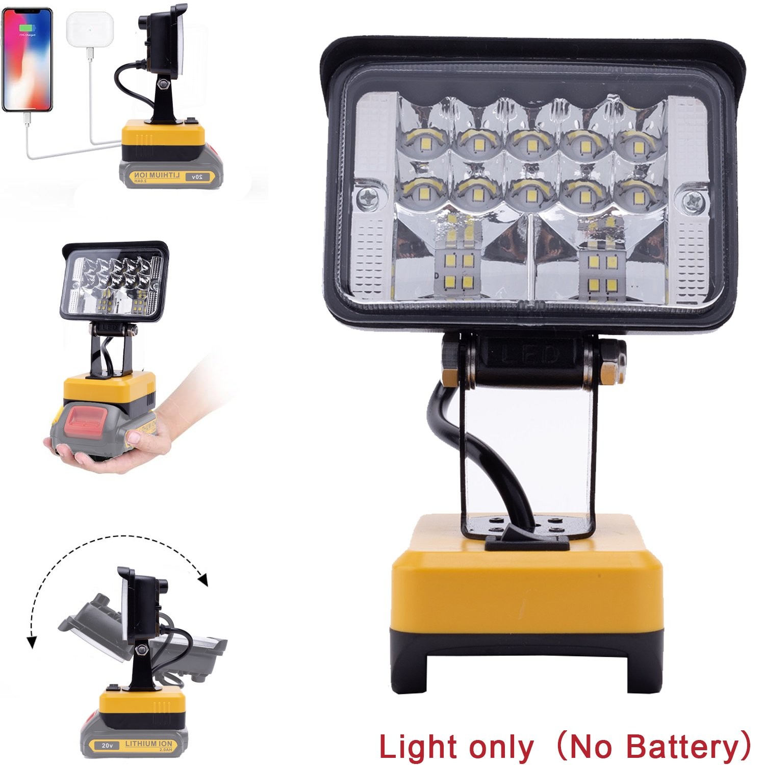 For Dewalt 20V Battery Flood Light Flashlight Tool Only Outdoor LED Worklight
