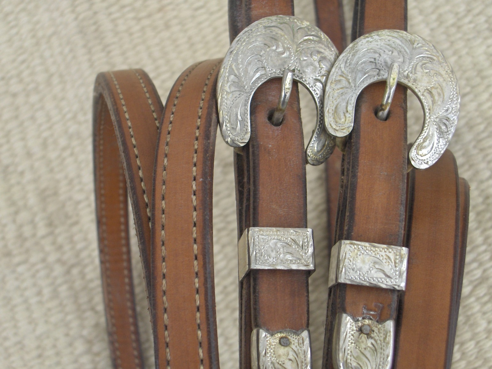 WESTERN SPLIT REINS with SILVER BUCKLES for HEADSTALL/BRIDLE