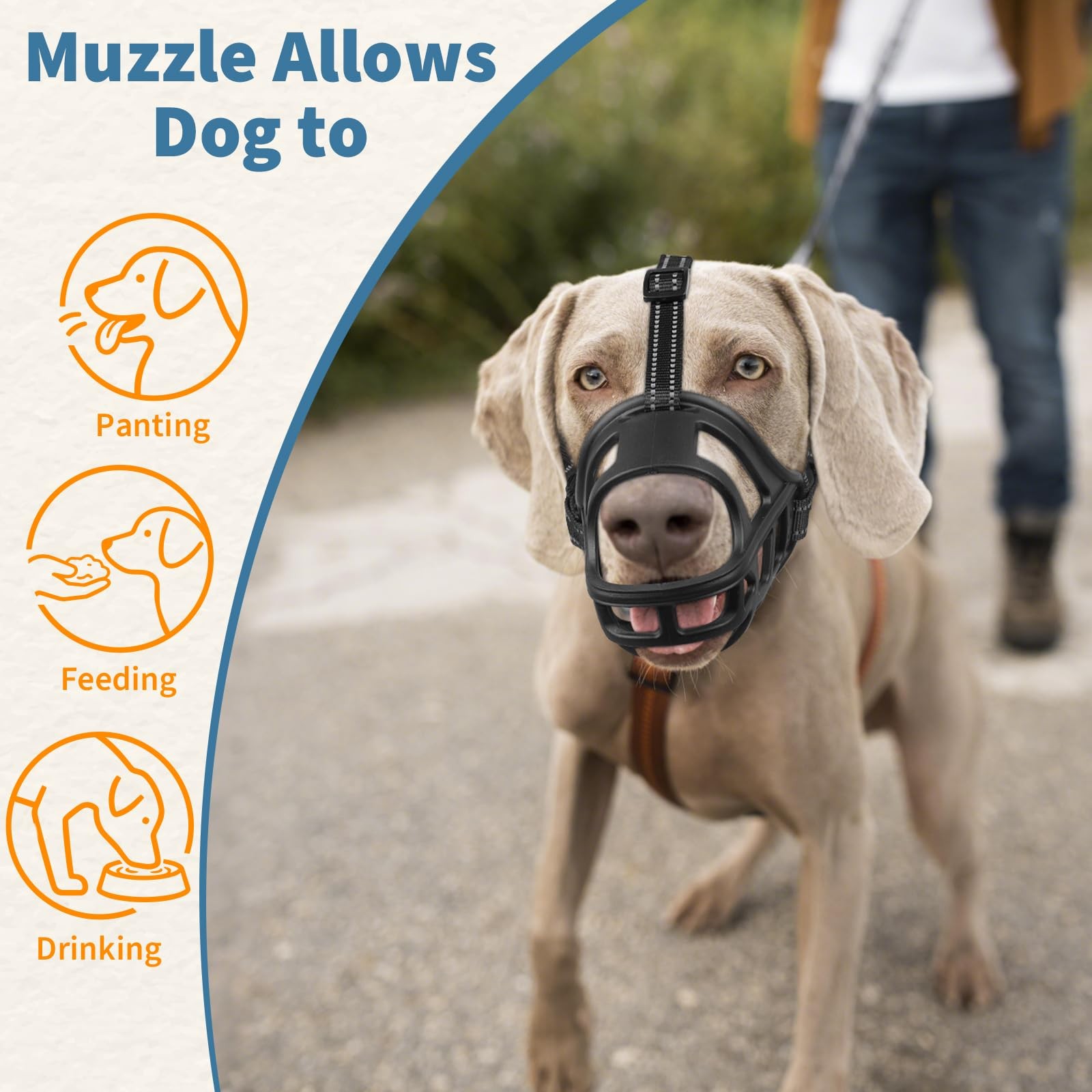 BARKLESS Dog Basket Muzzle for Medium & Large Dogs, Humane Cage S, Black
