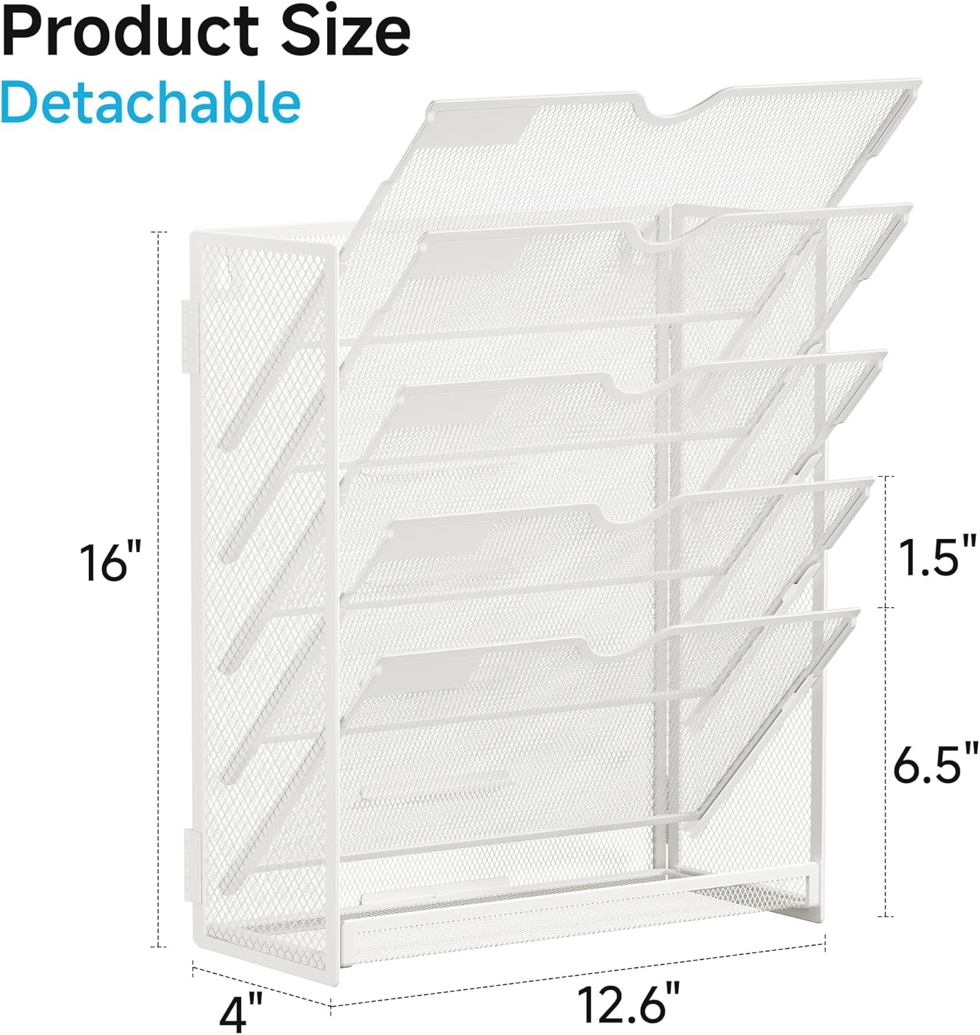 6-Tier Hanging File Organizer Wall Mount File Holder Mails Folders Papers