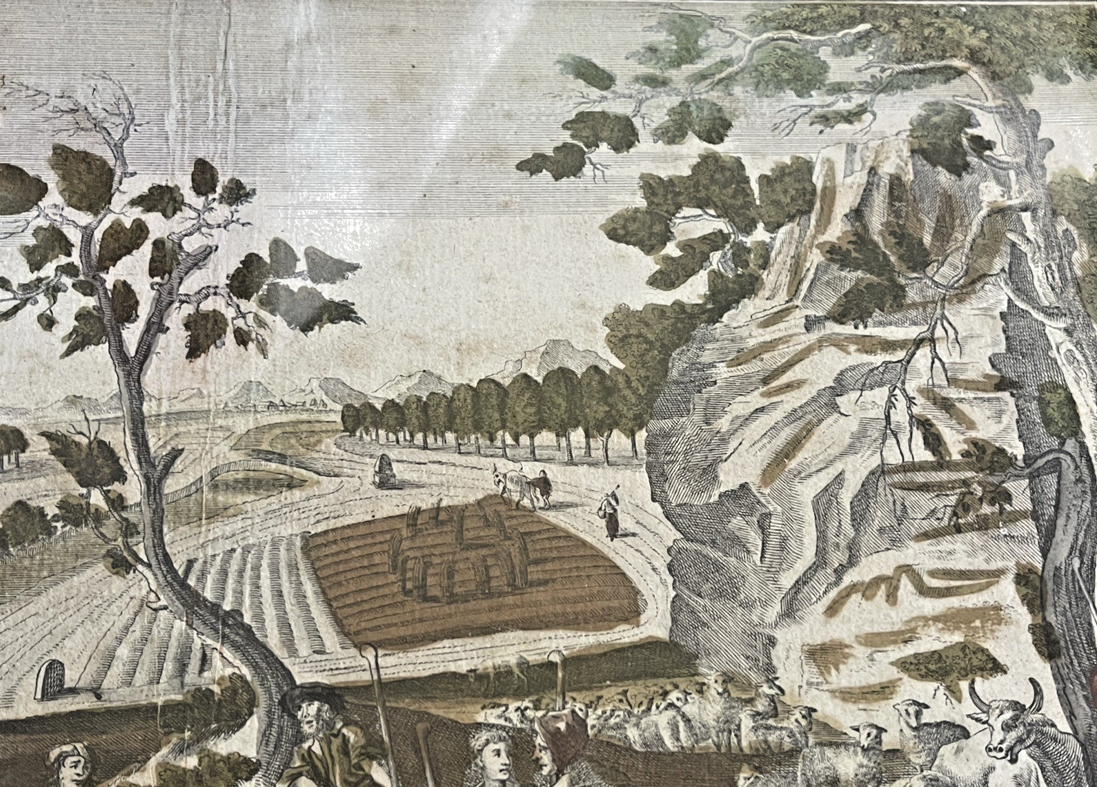18th C Augsburg Probst Hand Colored Engraving Joseph Biblical Scene