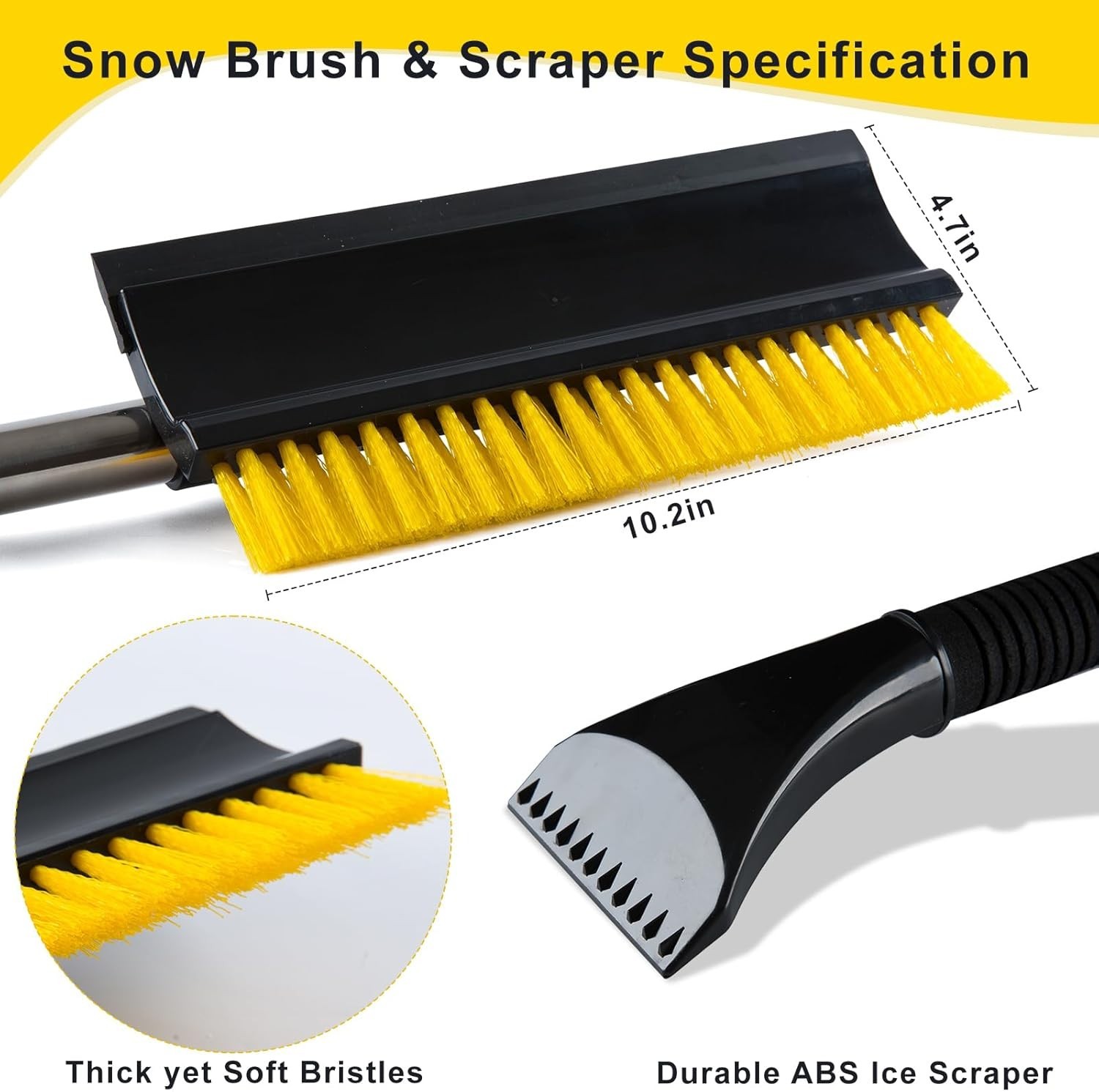 53'' Extendable Retractable Snow Brush & Ice Scraper for Cars/SUVs/Trucks - 360?