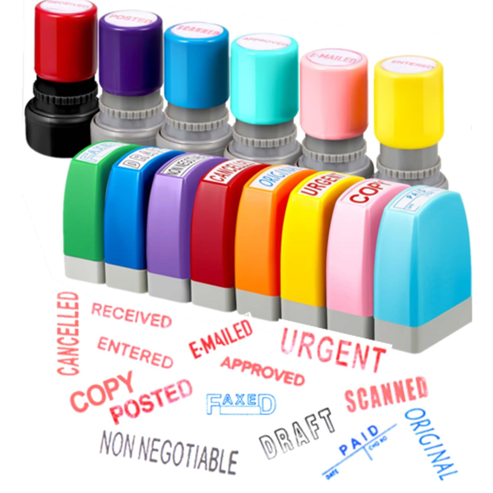 14 Pcs Office Stamp Set Self Inking Office Stamp Business Stamps Message Acco...