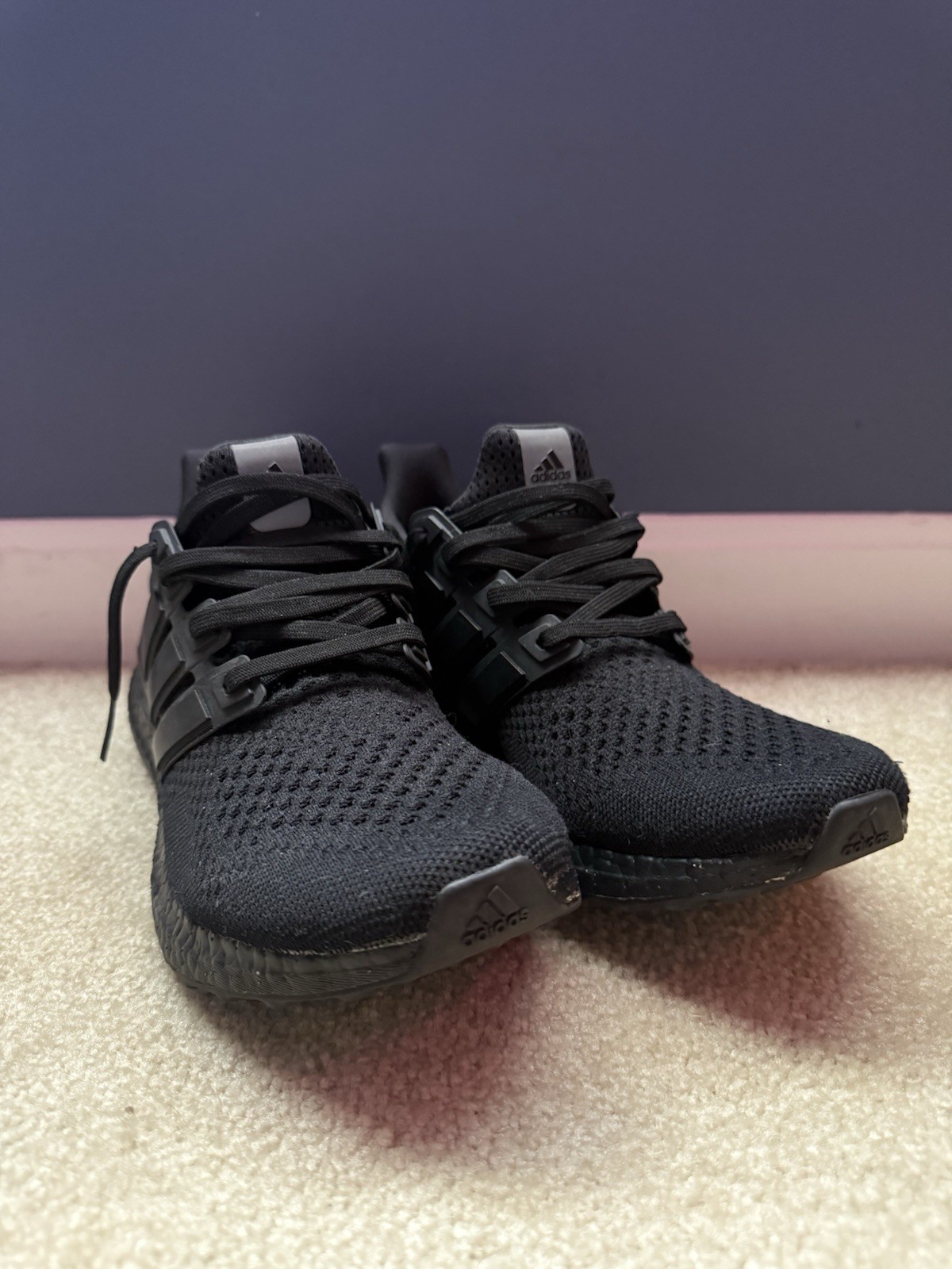 adidas UltraBoost Men's Black Running Shoes US 8.5 EU 42 Synthetic Mesh
