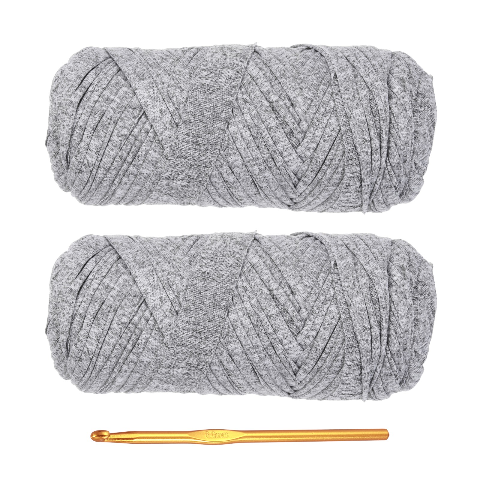 T-Shirt Yarn for Crocheting with Hook, 2 Pack 400g/130 Yards Yarn(Floral Gray)
